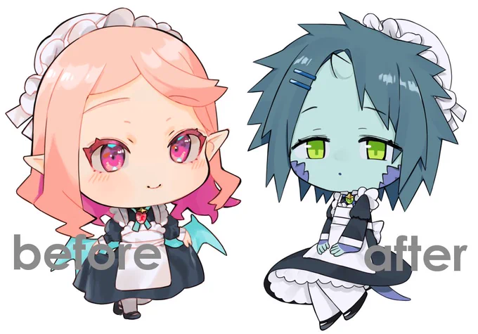 1年の変化←2021年 2022年→ミニキャライラストも新調!全身のバランスがだいぶ変わってます! 