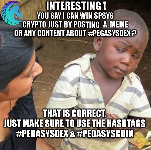 Hayess5178's tweet photo. This guy knows what's up with the #Pegasys Mission😂
#PegasysDEX #PegaSyscoin
Made this #meme using https://t.co/BdfYyacGOP. Easy-peasy😘.
$PSYS @PegasysDEX @syscoin #syscoin $sys #bitcoin #ethereum #contetst #Systainment https://t.co/dOfNHNQu4V