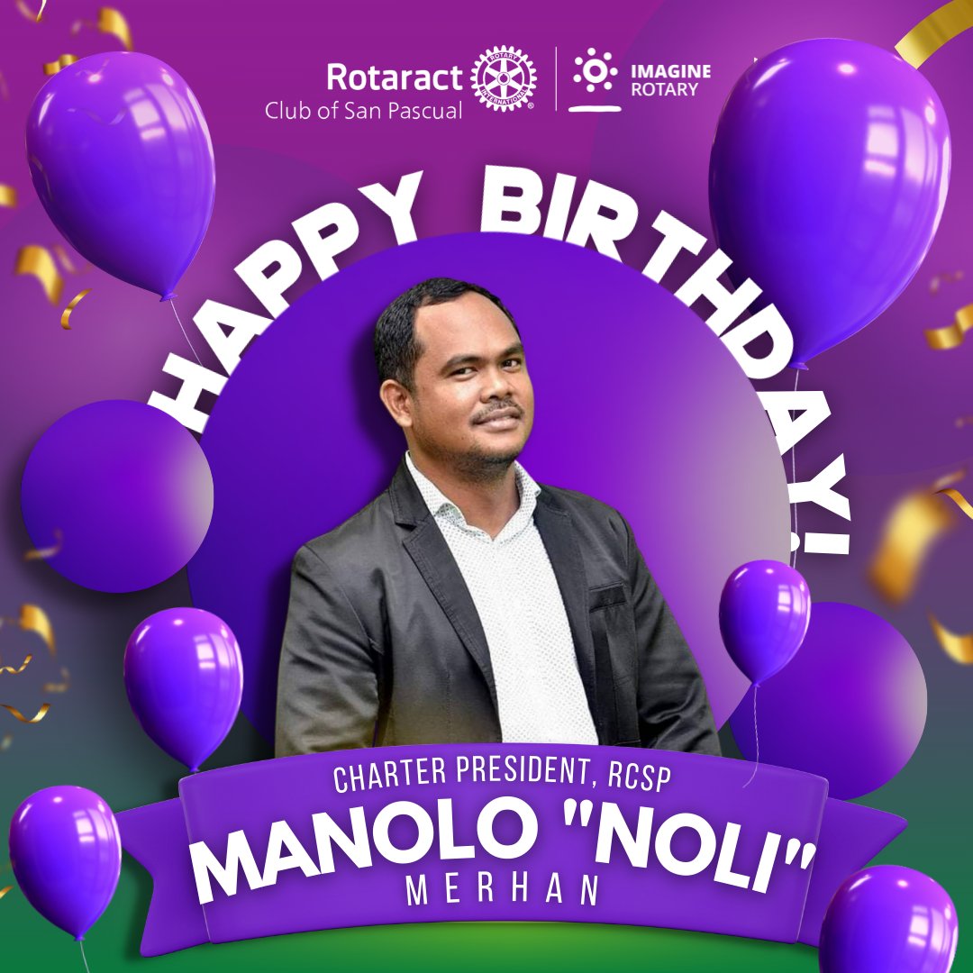 rac_sanpascual's tweet photo. Belated Happy Birthday to our RCSP's Charter President 𝗠𝗮𝗻𝗼𝗹𝗼 “𝗡𝗼𝗹𝗶” 𝗠𝗲𝗿𝗵𝗮𝗻! Hope you had a blast! 💜💚
 
#ImaginativeYear
#PilipinasRotaractMDIO
#ImagineRotary
#RID3820
#RotaractClubofSanPascual https://t.co/0eYSoN92Ox