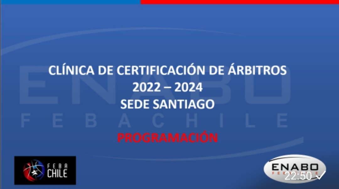 ENABOFEBACHILE's tweet photo. 🏀 Clínica de Certificación Nacional de Árbitros 2022 - 2024

📌 Centro de Entrenamiento Olimpico CEO

📅 Domingo 14 y lunes 15 de agosto 

@ENABOFEBACHILE
@MindepChile @INDChileOficial @MindepMetro @liga_nacional @LDDFebaChile https://t.co/1E39EmJy7W