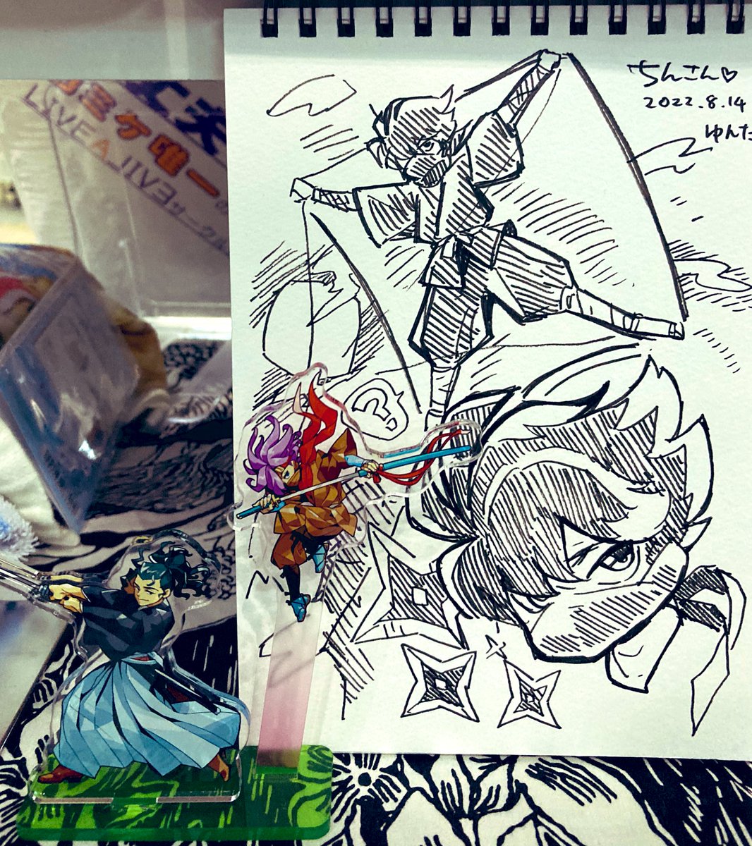 ゆんたさんの幕末アクスタをお迎え&amp;スケブ描いていただきました😭天晴れ天晴れ!! 