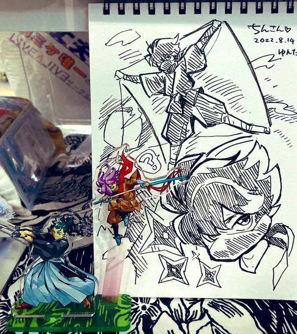 ゆんたさんの幕末アクスタをお迎え&amp;スケブ描いていただきました😭天晴れ天晴れ!! 