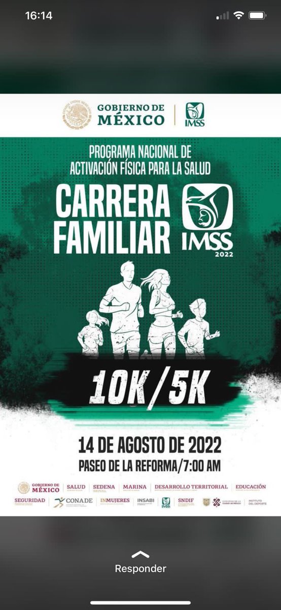 Hroblespeiro's tweet photo. El día de mañana en CdMx se llevara a cabo la carrera familiar IMSS 2022, en el marco del programa nacional de activación física que lanzó @Tu_IMSS. Mucho éxito a las y los corredores, y a las familias que van a participar! https://t.co/EWmFokUg5Q