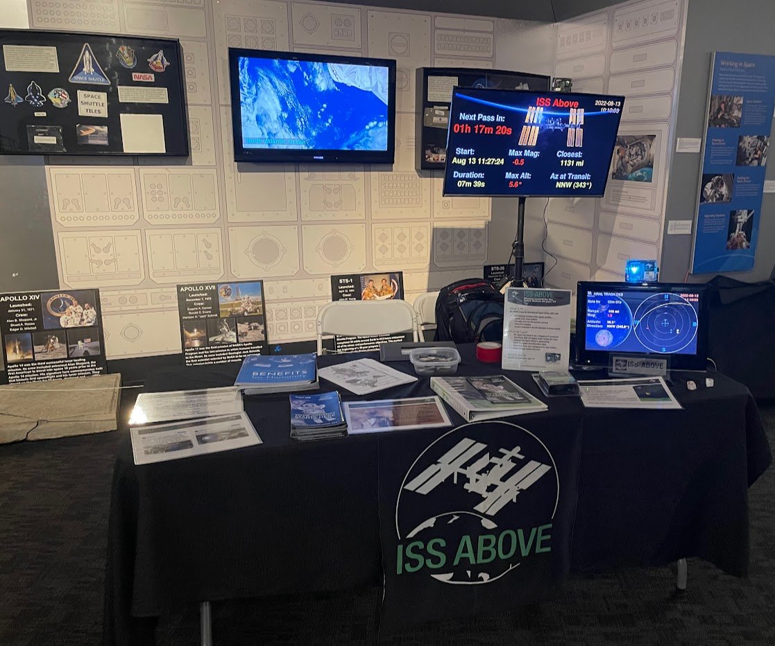 ISSAboveYou's tweet photo. What a great day at #RocketFest sharing all the things about the @Space_Station and @ISS_CASIS with a full setup of @ISSAboveYou devices. It's all about the conversations and the people that you get to meet. All ages / students / teachers / friends. Thank you @columbiaspace! https://t.co/9tOw1PYjz0
