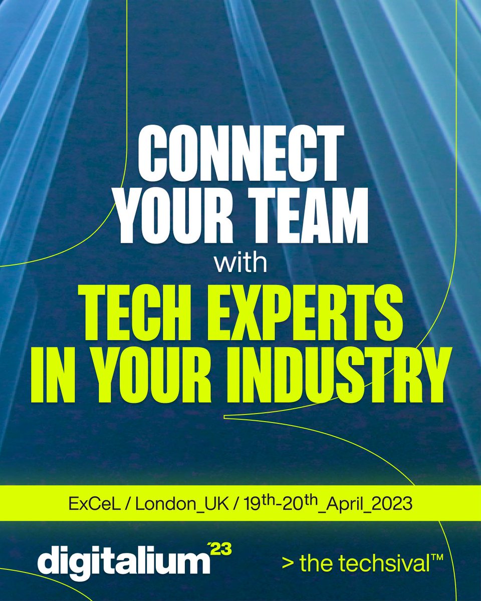 DTechsival's tweet photo. > digitalium //the techsival - a festival of cutting-edge tech innovations.

> iconic &amp; visionary leaders meet here to create the phygital world through brilliant ideas.

ExCeL / London_UK / 19th-20th_April_2023

#digitalium23 #thetechsival #phygital #londontech https://t.co/Qpep3pzRQX