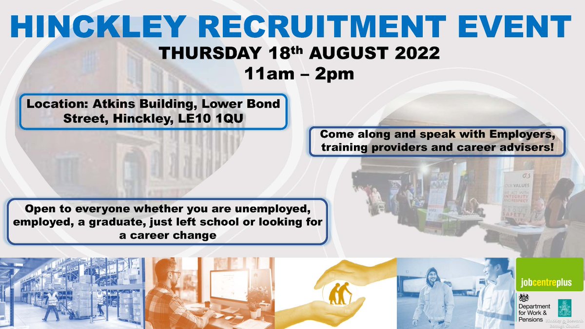 hinckandbos_bc's tweet photo. Hinckley's recruitment event returns to the Atkins Building on Thursday 18 August from 11am to 2pm - come along and speak to employers, training providers and career advisors. Open to everyone! https://t.co/TW5C06W9zc
