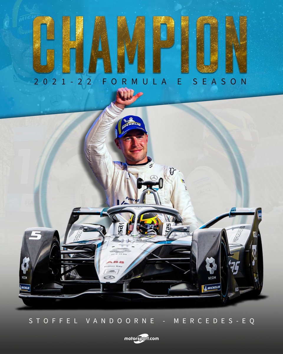 STOFFEL VANDOORNE IS THE 2021-22 FORMULA E WORLD CHAMPION! 👏

The Belgian wins the title after finishing 2nd in the final #SeoulEPrix of the weekend 🏆

#ABBFormulaE #Motorsport #Mercedes