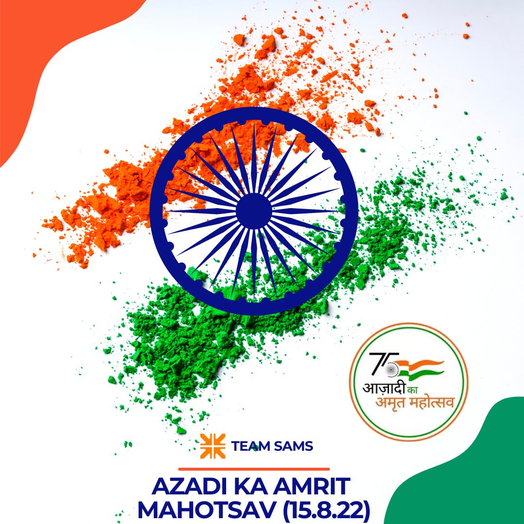 SAMSJobs's tweet photo. Azadi Ka Amrit Mahotsav.
Happy 75th Independence Day.
 #IndependenceDay2022 #IndiaAt75 https://t.co/VJsGryrwAt