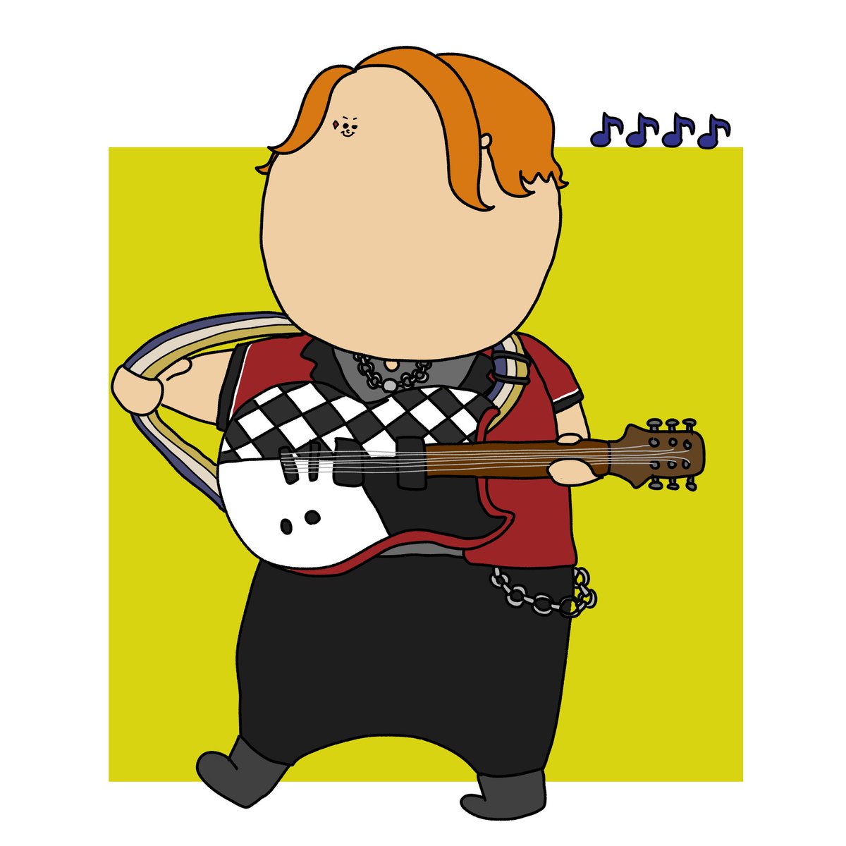instrument guitar solo 1boy male focus musical note fat  illustration images