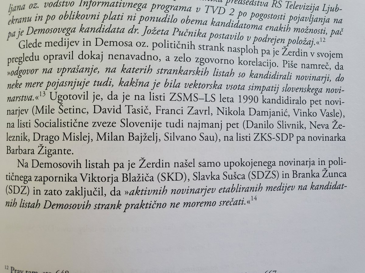 RosvitaP's tweet photo. Apropos. Novinarstvo vs. politika. Na 1 svobodnih volitvah 1990 je pri starih silah (DPO) kandidiralo 11 novinarjev, pri novih pa 3 (Demos) #žejnisvobode
Vir - Pesek, Osamosvojitev Slovenije str.131, l. 2007, povzeto po A. Žerdin. https://t.co/3IAtL3WbFg