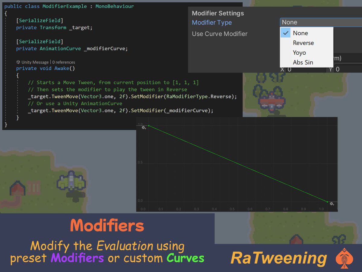 Darkfafi's tweet photo. The past month I have been working on a Tweening Engine for Unity. I will be releasing it on the Unity Asset Store soon.

Here some screenshots I made for the store

#screenshotsaturday #unitystore #unityasset #unity3d #indiedev #gamedevelopment #programming #tweening #animation https://t.co/m07wm1segi