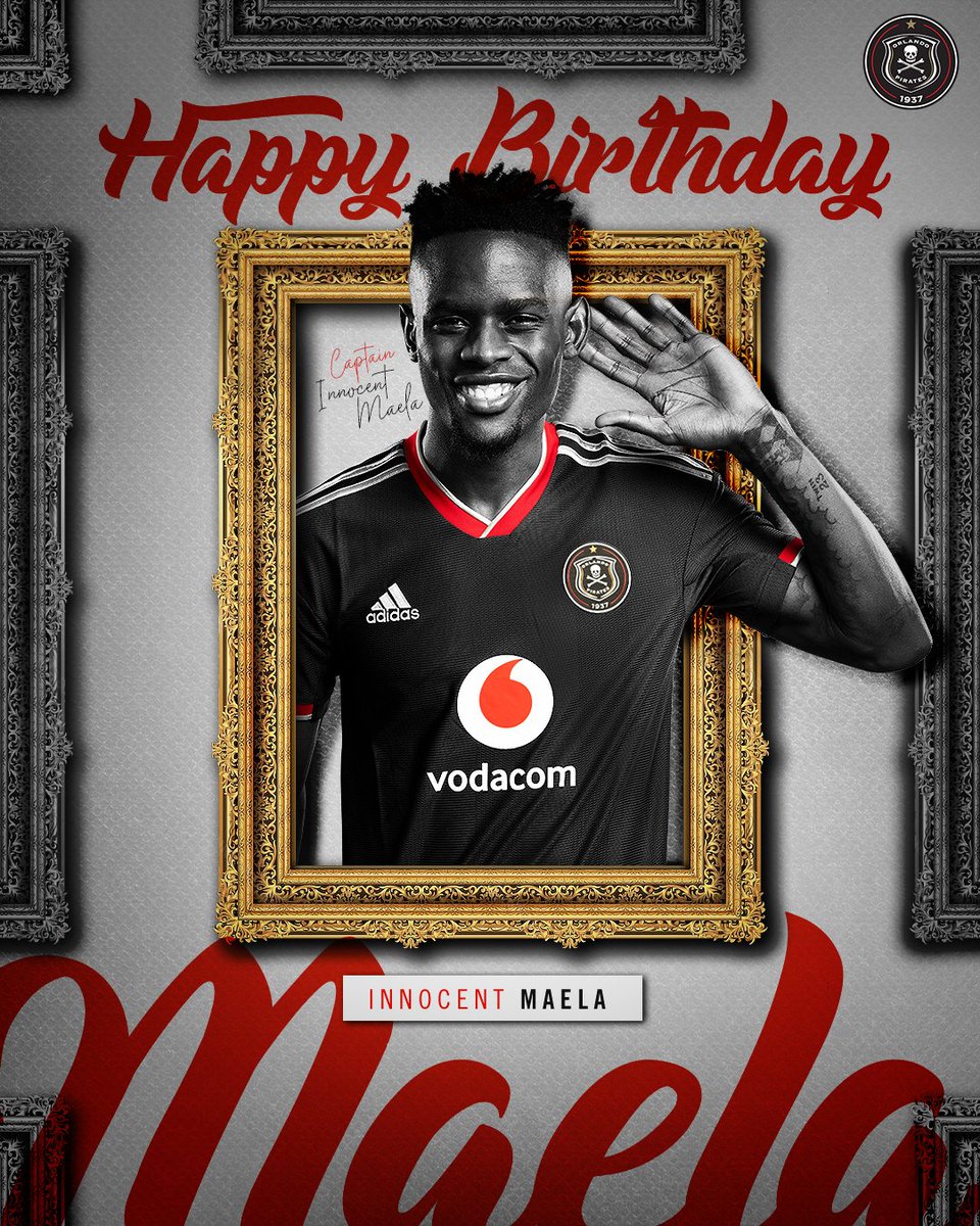 ☠️ Wishing our Captain #23 <a href="/Decocr7Maela/">Innocent maela</a> a very Happy Birthday today! We hope you have a great day 🎉🎉🎉
🎂🎂🎂
⚫⚪🔴⭐
#OrlandoPirates
#OnceAlways
