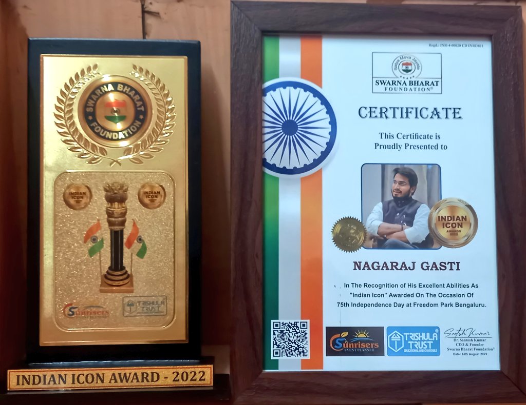 nhgasti's tweet image. Very Much Proudly I Received &quot;Indian Icon Award-2022&quot; I would like to say very Much Thanks to Swarna Bharat Foundation Honored Me And Given Award At Freedom Park Bangalore.
ನಾನು ಮಾಡುವ ಸಮಾಜ ಸೇವೆ ಗುರುತಿಸಿ ಸ್ವರ್ಣ ಭಾರತ್ ಫೌಂಡೇಶನ್ ಅವರು ನನಗೆ ಇಂಡಿಯನ್ ಐಕಾನ್ ಅವಾರ್ಡ್ -2022 ಪುರಸ್ಕಾರ ನೀಡಿದರು.
