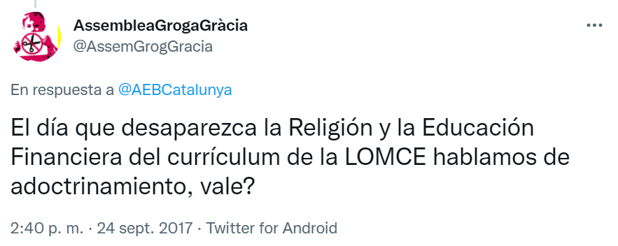 tallereconomico's tweet photo. Lo que piensan algun@s:

-Educación ambiental: poner en valor el cuidado del medioambiente.
-Educación sexual: fomentar la igualdad y las relaciones afectivo-sexuales saludables.
-Educación financiera: adoctrinar a futuros neoliberales con mentalidad de tiburón. https://t.co/mkbF7IRra9