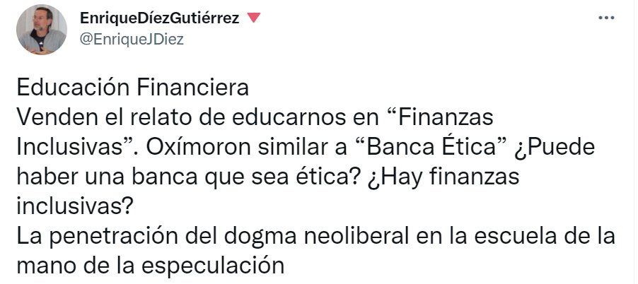 tallereconomico's tweet photo. Lo que piensan algun@s:

-Educación ambiental: poner en valor el cuidado del medioambiente.
-Educación sexual: fomentar la igualdad y las relaciones afectivo-sexuales saludables.
-Educación financiera: adoctrinar a futuros neoliberales con mentalidad de tiburón. https://t.co/mkbF7IRra9