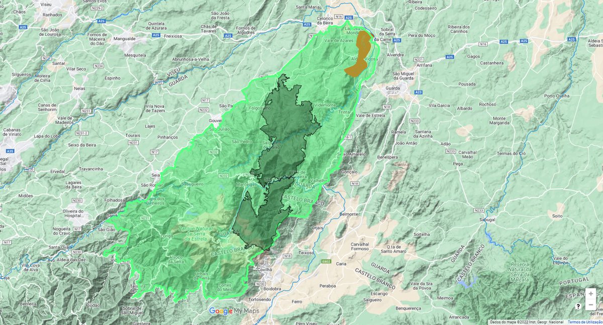 VOSTPT's tweet photo. ℹ️🔥 #IRGuarda, #Mizarela 14AGO22 (na fase de "Resolução" desde as 7h34 de hoje)
Área de interesse estimada 1400 hectares (não necessariamente ardida)🔥ℹ️
https://t.co/VKApvWPB1r https://t.co/I2mK1uVEHo