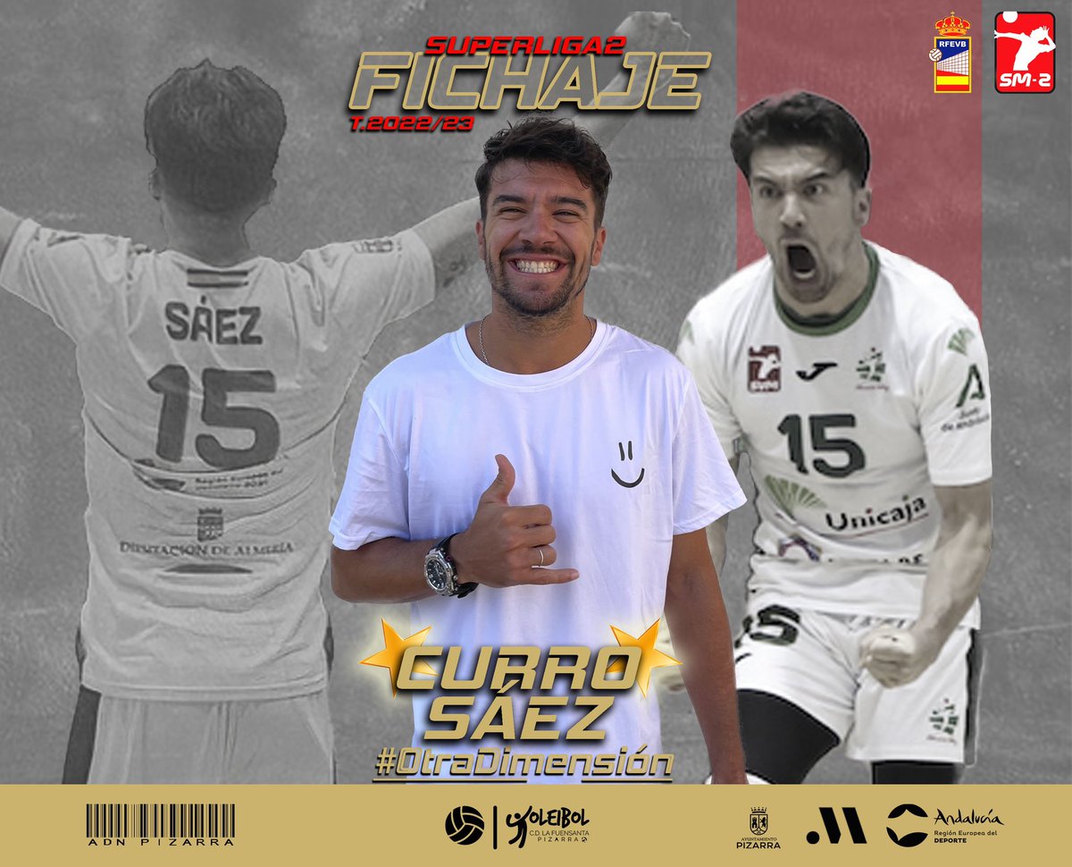 El Voleibol Pizarra incorpora al exLibero Almeriense del Unicaja Costa de Almería Curro Sáez y potencia su proyecto deportivo de Superliga2 Masculino para la 2022/23.

<a href="/FAVB_/">FAVB</a> 
<a href="/RFEVB/">Real Federación Española de Voleibol</a> 
<a href="/RadioPizarra/">RadioPizarra</a> 
<a href="/lugarencuentro/">Revista Lugar de Encuentro</a> 
<a href="/SURDeporte/">SUR Deporte</a> 
<a href="/LOMA_Deportes/">La Opinión Deportes</a> 
<a href="/malagahoydxt/">malagahoydxt</a> 
<a href="/RadioMarcaMLG/">Radio Marca Málaga</a>
