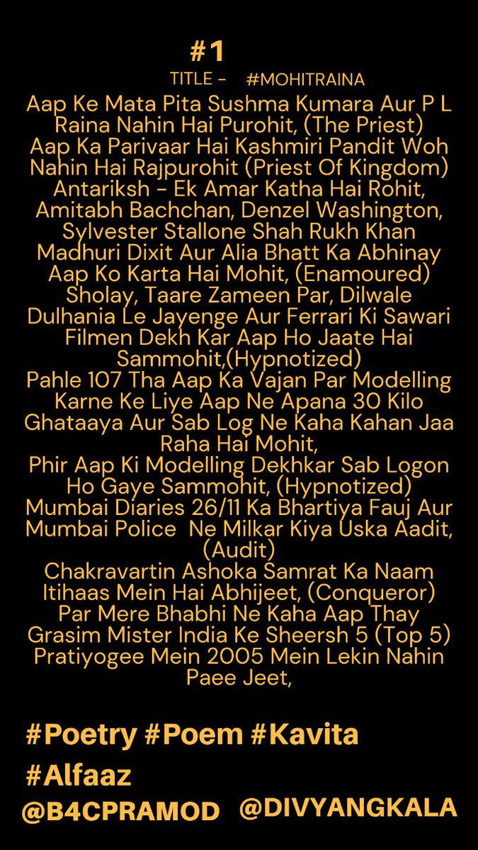 b4cpramod's tweet photo. @mohituraina Happy Birthday #b4cpramod #divyangkala #poetic  #IndiaAt75  #poem #poetry   #MohitRaina
#DevonKeDevMahadev #Mahabharat #URI #Bollywood #MouniRoy #KashmiriPandit #Kaafir #AViralWedding #GoodNewwz #Bhaukaal #MrsSerialKiller  #DeadBody #Chehra #ChakravartinAshokaSamrat https://t.co/kEu3t9d9IY