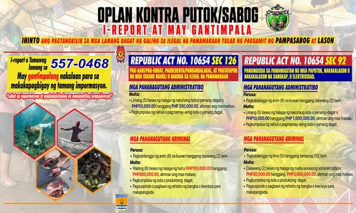 police_maritime's tweet photo. "OPLAN KONTRA PUTOK AT SABOG" 

I-Report at May Gantimpala...

Ihinto ang pagtangkilik sa  mga Lamang-Dagat na galing sa illegal na pamamaraan tulad ng paggamit ng pampasabog at lason.

#PNPKakampiMo
#TeamPNP
#WeServeandProtect

Area Police Command-Western Mindanao https://t.co/N6VaJ0XOd9