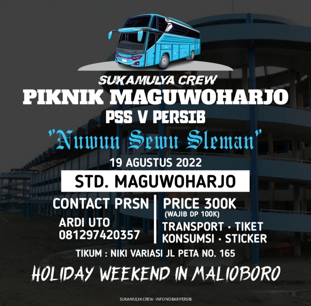infonobarpersib's tweet photo. OPEN TOUR SLEMAN
TIKUM SEBELUM FESTIVAL CITYLINK JALAN PETA no 165
dekat untuk daerah : caringin, mohamad toha, pasko, pagarsih, kopo.
Jalur selatan rancaekek, tasik hayu kadieu
#AwayDays #awaydaysleman #slemancalling #persib #pssleman #bobotoh https://t.co/WVmBfOSSXP