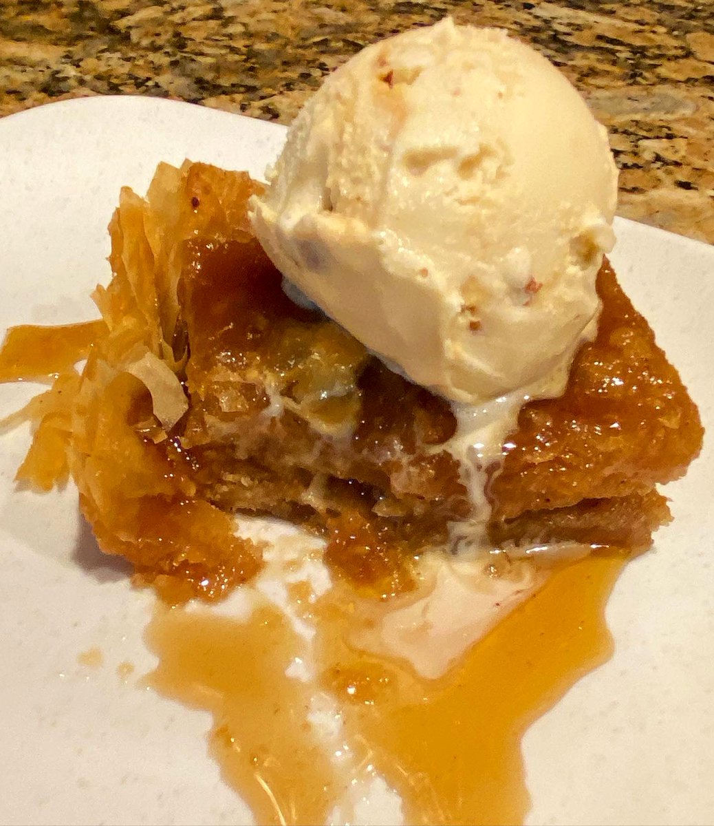 I had the day off today, so we feasted!!! 🌟I made Thai tea baklava!!!! W/ Spiced cinnamon sugar in between the layers, &amp; topped with a cinnamon black tea syrup!!! ❤️ sending bunches of loveee