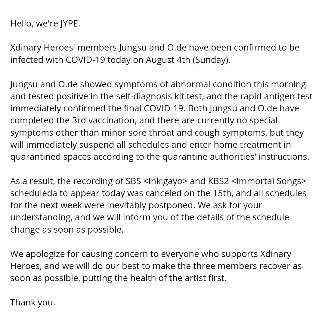 xheroesindia's tweet photo. @XH_official [ Jungsu and https://t.co/HRjvlELfU6's Health Notice 📋]

We hope that all three of them rest enough and recover quickly! Get well soon Jungsu, Gaon and https://t.co/HRjvlELfU6 ❤️🥺 https://t.co/rck8hSYTM8