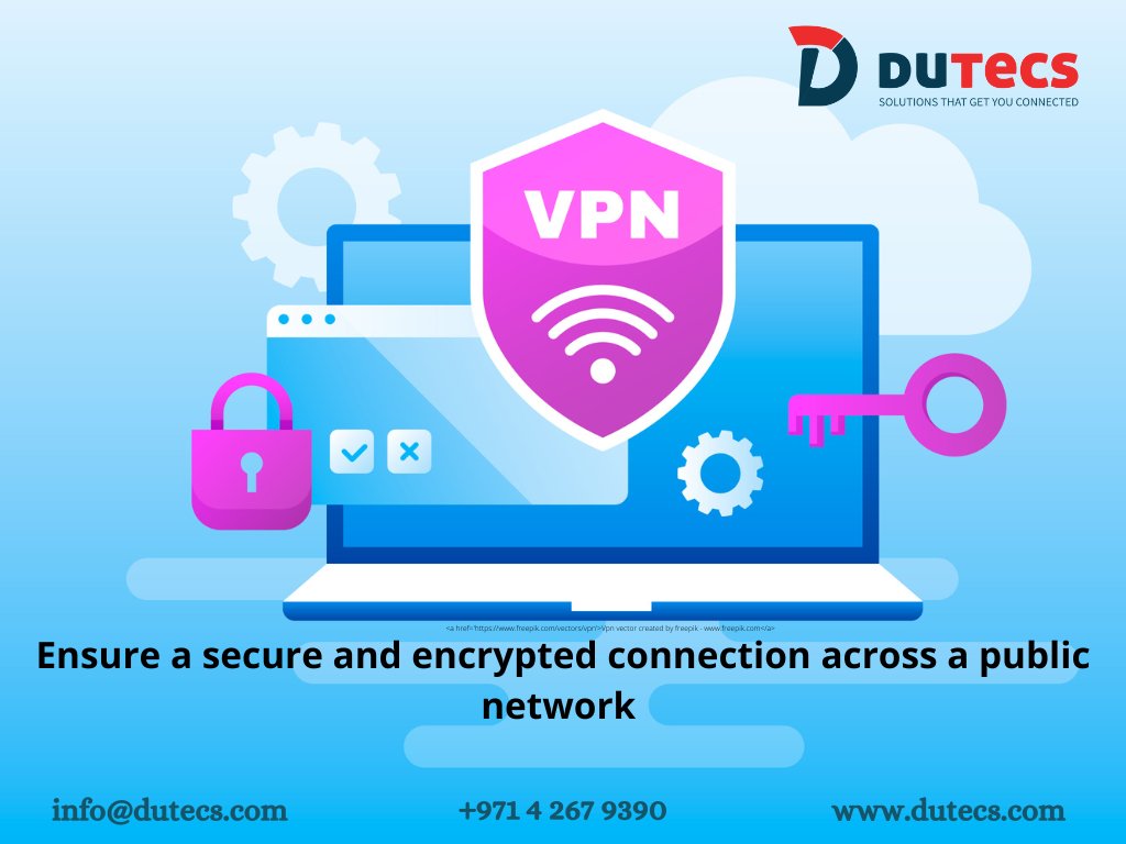 DutecsFZC's tweet photo. Dutecs allows you to get the benefits of a #privatenetwork across a public network with its #VPN. 
Learn More: https://t.co/JcbUreSOUZ

#vpn #VPN #vpndubai #vpnuae #cybersecurity #cybersecurity #cybersecurityawareness https://t.co/XhMJRoitNy