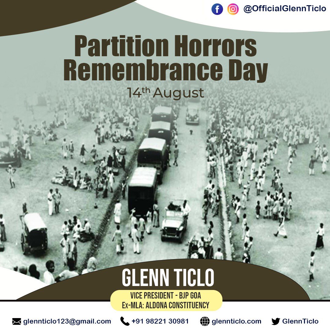 GlennTiclo's tweet photo. Today marks the #PartitionOfIndia and the horrors millions of our brothers and sisters had to endure. On this #PartitionHorrorsRememberanceDay, let us remind ourselves of the horrors of social divisions and work together to unify ourselves to avoid such tragedies. (1/2) https://t.co/LvjyabG1Td