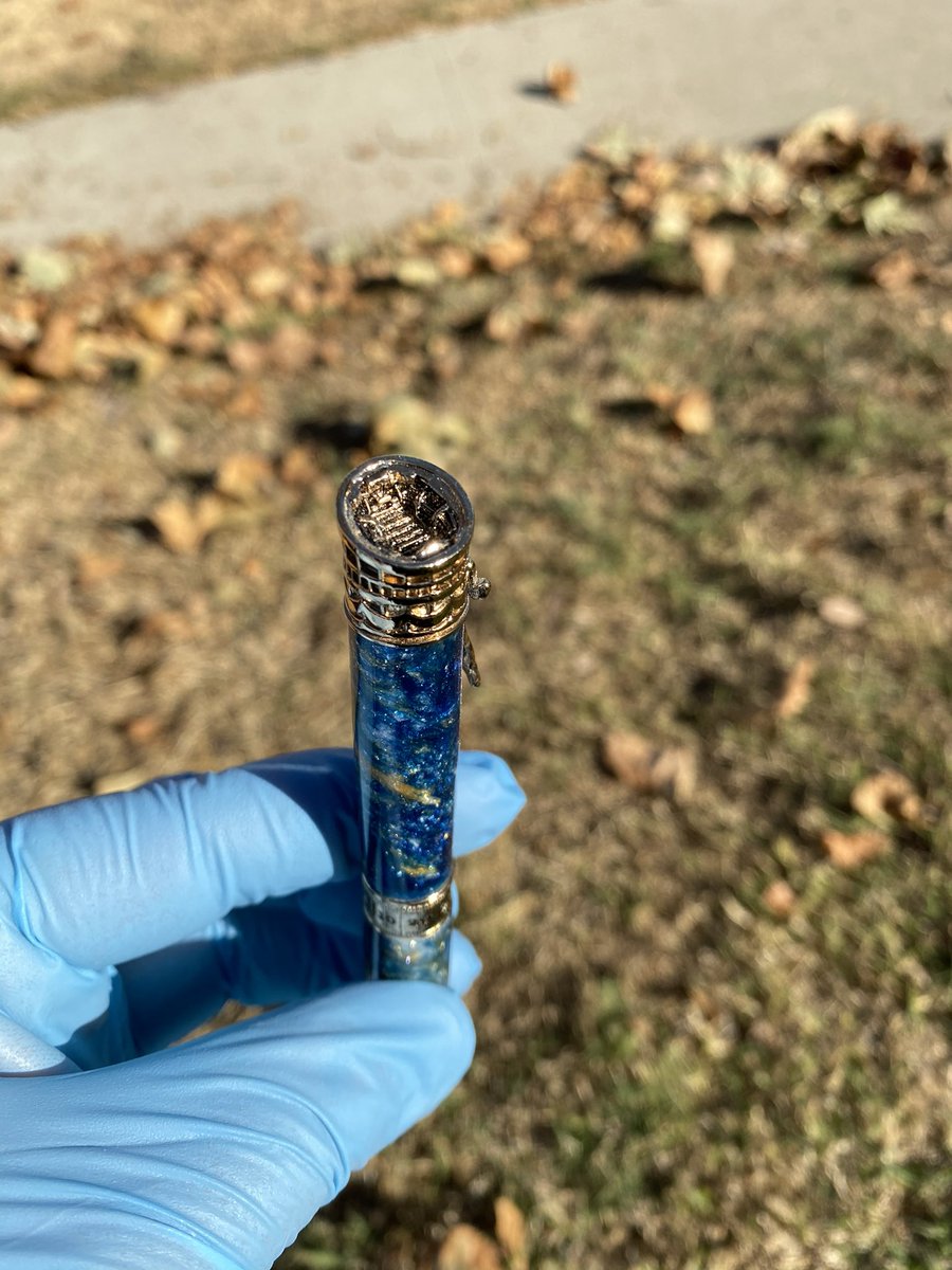 AnubisArmory's tweet photo. In honor of the @chargers and @RamsNFL game tonight, I thought I'd share this pen I made as a gift a while back! It's my take on a #Chargers themed pen! #boltup https://t.co/dO8rBUsV5b
