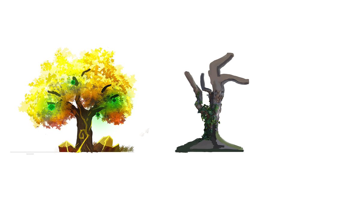 DefenderGameDev's tweet image. Got a couple of tree concepts I’m working on for  Tale’s world lore. #wip #conceptart #gamedev #IndieGameDev