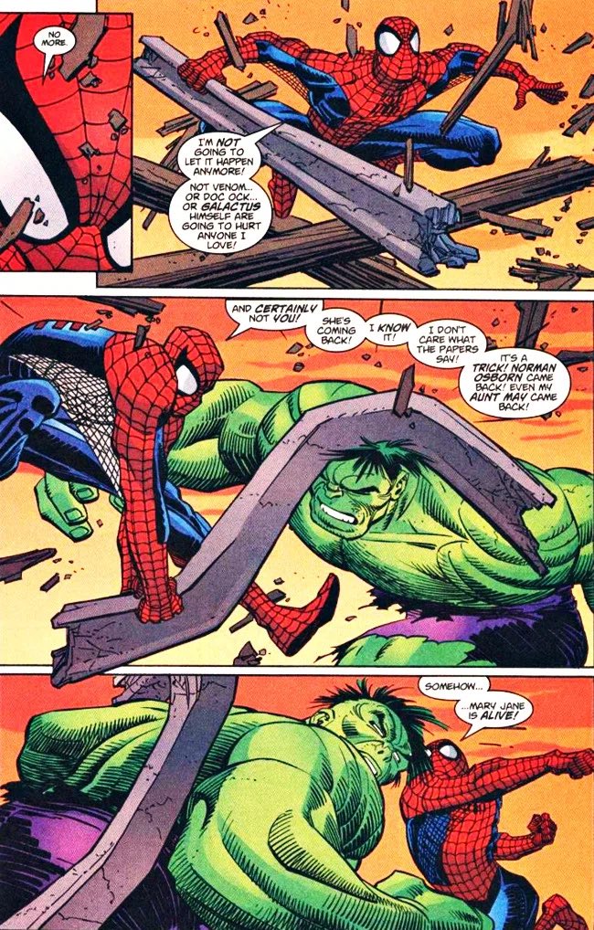 HulkMoments's tweet photo. In which Hulk understands Spider-Man’s grief over MJ’s apparent death (Peter Parker Spider-Man vol II #14) https://t.co/p3SR6EAJn2