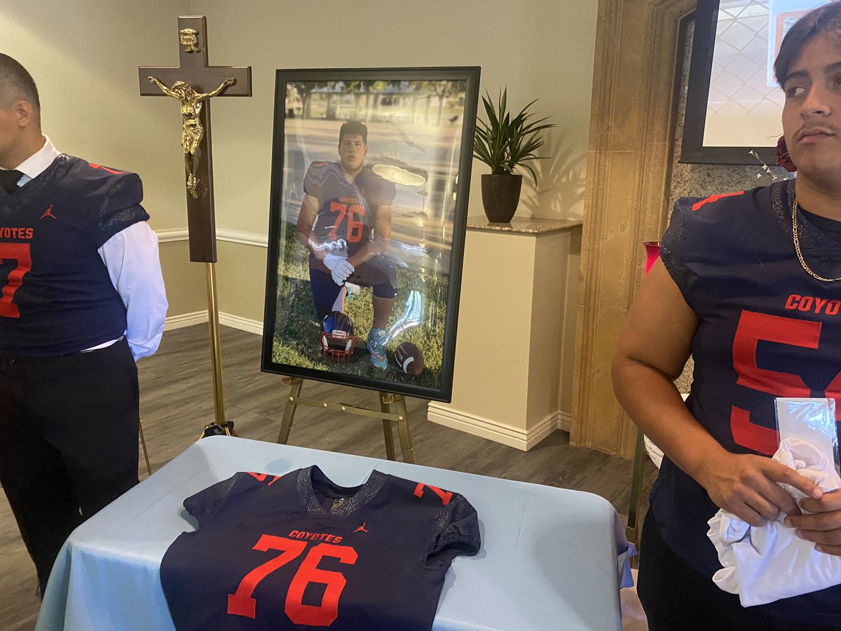 Cehsfootball's tweet photo. Today we laid to rest one of our own.. He always had a smile even when he was getting chewed out or told he did good. Our head coach said it best. ‘Some people are just too good for this world, so he brings them home early’. We know Cesar was one of those. #RIPCESAR https://t.co/7lQoMVLehe