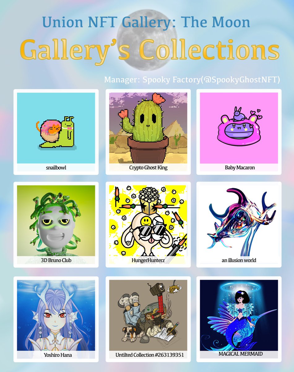 UnionNFTProject's tweet image. ⭐️Gallery's Collections⭐️

🔥Check available NFT of this collections.

✨Gallery will always support participating collections.

📌Artists: tagging in the photo
@Magical8mermaid 

If you interesting,
please DM @SpookyFactoryNFT

🖼opensea.io/collection/gal…

#NFT #gallerythemoon