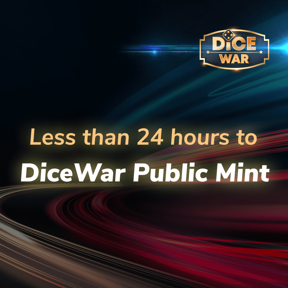 DiceWarXYZ's tweet photo. Less than 24 hours to @dicewarxyz PUBLIC MINT on @0xPolygon network with $MATIC

Feel free to join the discussion in our discord: https://t.co/1nGkj3gv74

#DiceWar #DEFI #ChainLink #Polygon #MATIC #NFTs #NFTGiveaway https://t.co/vcveWXGxYE