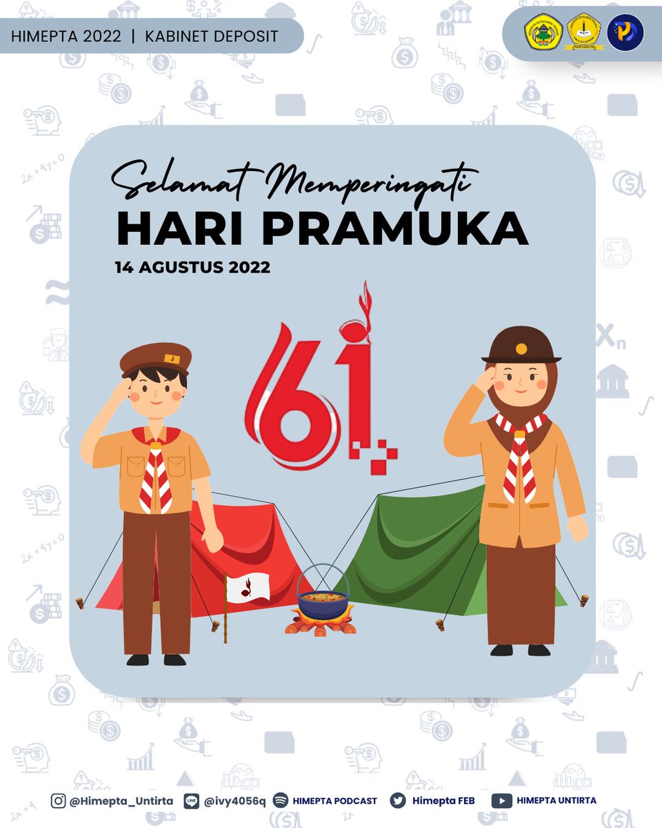 HimeptaFEB's tweet photo. [SELAMAT HARI PRAMUKA]

Halo Sobat Ekbang 🙋🏻‍♀️

Selamat Hari Pramuka 2022. Terus lahirkanlah tunas-tunas muda yang akan selalu terdepan dalam memberikan solusi bangsa, serta menghadirkan inovasi baru demi kemajuan. Salam Pramuka! 
.
.
. https://t.co/BMGrCAaIf0