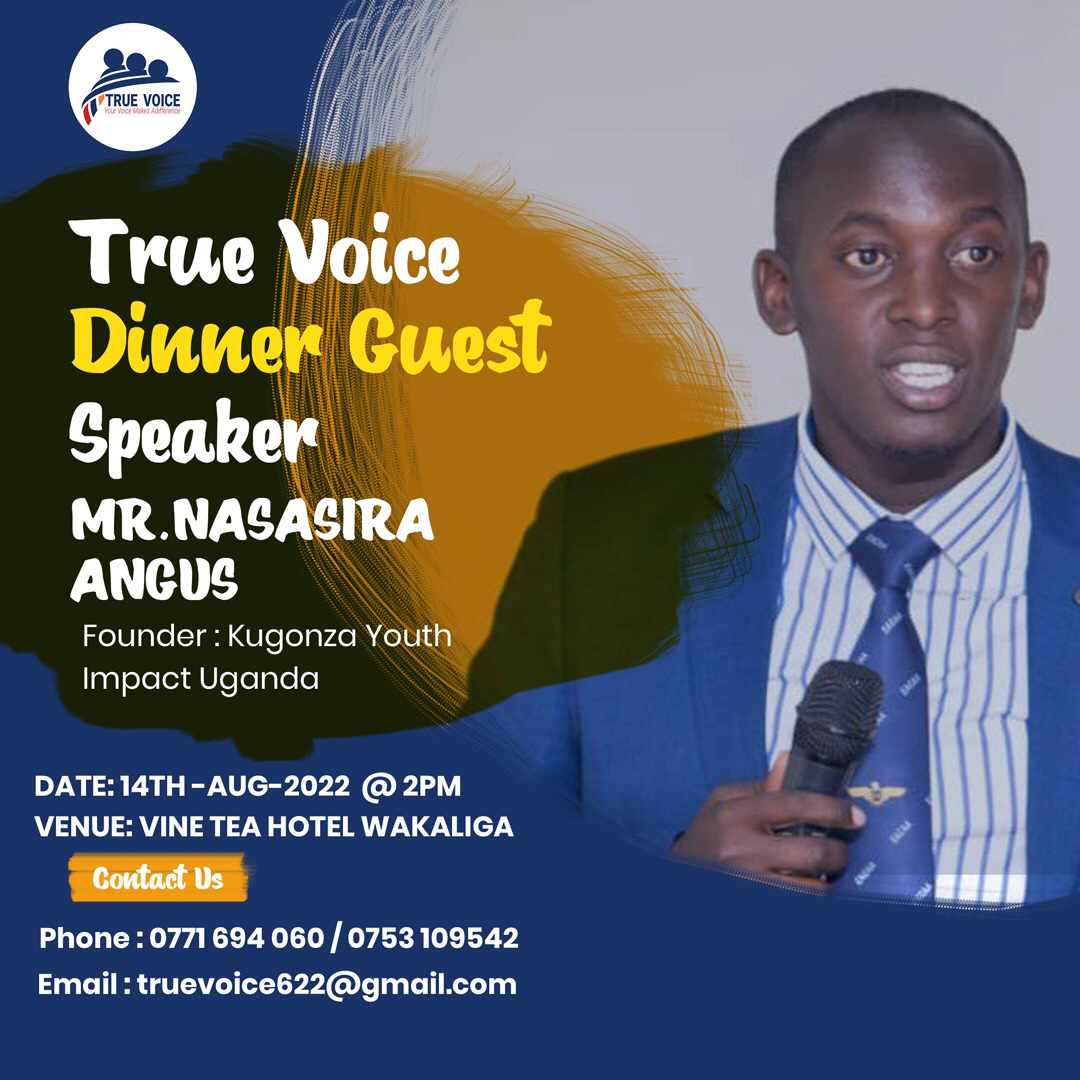 Our Team Leader @NasasiraAngus will join the rest of young people on True Voice for a Dinner as a Speaker on reflection of the International Youth Day on a theme *The change we need*
#IntergenerationalSolidarity #Truevoices