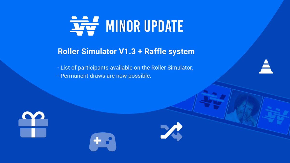 WizeBot's tweet photo. 🎁 New features for your giveaways!

- Our "Roller Simulator" tool (https://t.co/ViK4HyIjRw) now includes the list of participants (with search),
- It is now possible to create permanent draws (Configurable from the panel).

🤖 #wizebot #minorUpdate #en https://t.co/PQPMXuTit6
