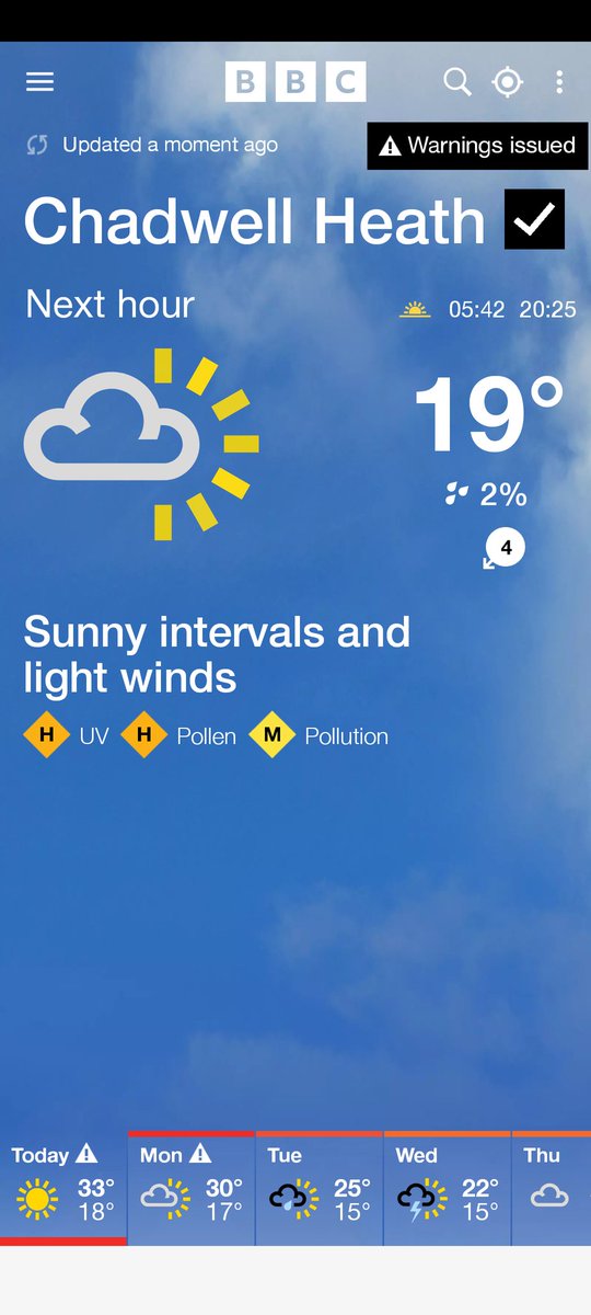 Chadwell Heath Blog 💙 🏳️‍🌈🕯🇺🇦 on Twitter "Today's BBC Weather forecast for Chadwell Heath