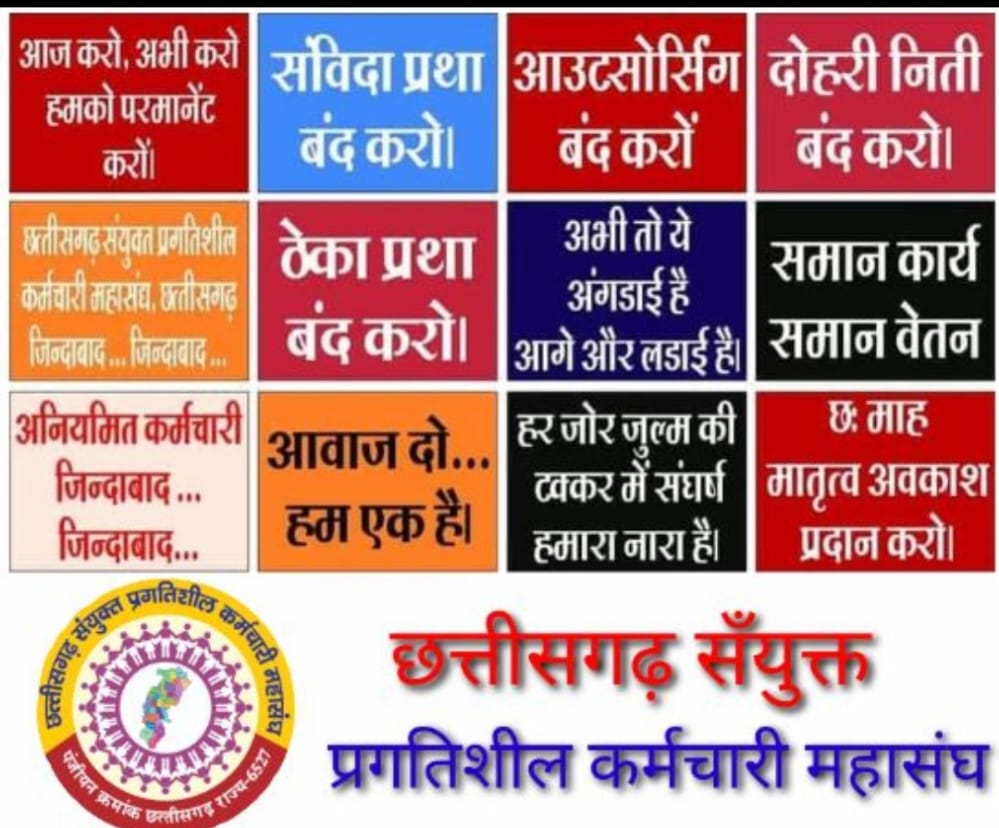 <a href="/INCChhattisgarh/">INC Chhattisgarh</a> ठेका प्रथा बंद करो, हमे विभाग में समायोजित करे,,हमे भी ठेका प्रथा आजादी दिलाये
