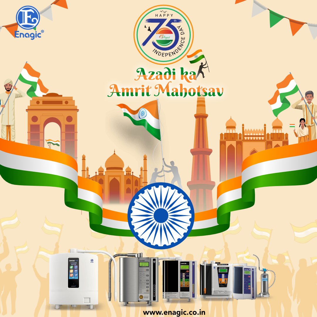 EnagicIndia1's tweet photo. Enagic wishes all fellow Indians a very Happy Independence Day.
#chooseindependence #choosehealth
.
.
#independenceday #independenceday2022 #IndependenceDayIndia #IndependenceDaySpecial #independencedaycelebration #75yearsoftiranga #75yearsoffreedom https://t.co/XcZZJ9Qpg2