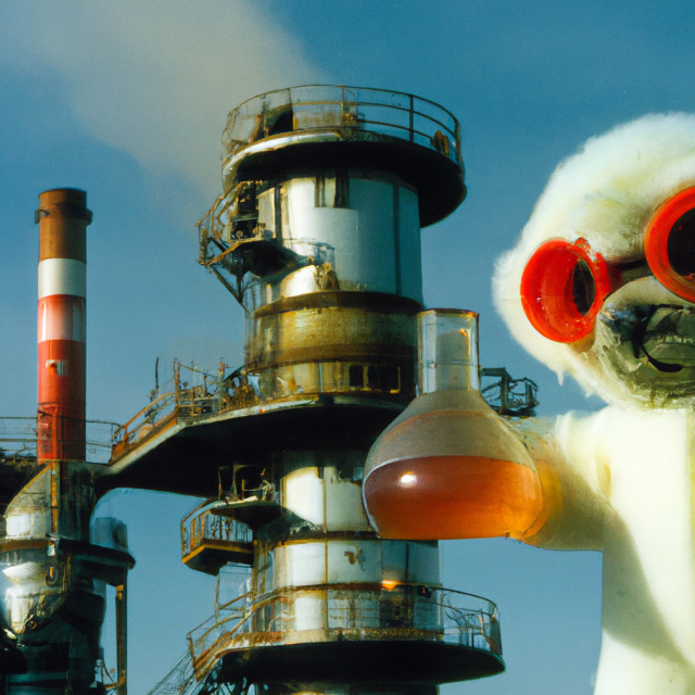 cly5m's tweet photo. Chemical plant mascots, generated with #dalle. https://t.co/18FQkqCz4Q