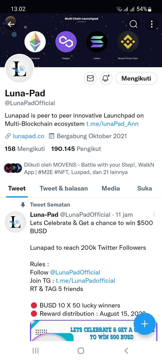 Syngates1997's tweet photo. @LunaPadOfficial I think this is a good project with clear future prospects.  I hope this project continues as we expect because it is supported by a good team.
@bristens1 @Icalisa97 @AnisaApriana https://t.co/6GGMLuk78Z