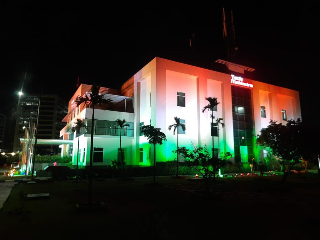 tech_mahindra's tweet photo. Our campuses across India are proudly lit with tricolor glory as we celebrate 75 years of India's independence. #RiseForTiranga 🇮🇳

#IndiaAt75 #AzadiKaAmritMahotsav #HappyIndependenceDay https://t.co/ILDqQx8MCx