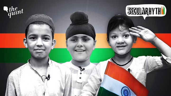 TheQuint's tweet photo. #SeculaRhythm | To find out how collective communal hate and violence in the name of religion is affecting young Indian minds, we spoke to kids under the age of 17 across India. Report by Muskan Singh.
Watch here: https://t.co/ZBlX8sGaUV https://t.co/ehi8sQwfjJ