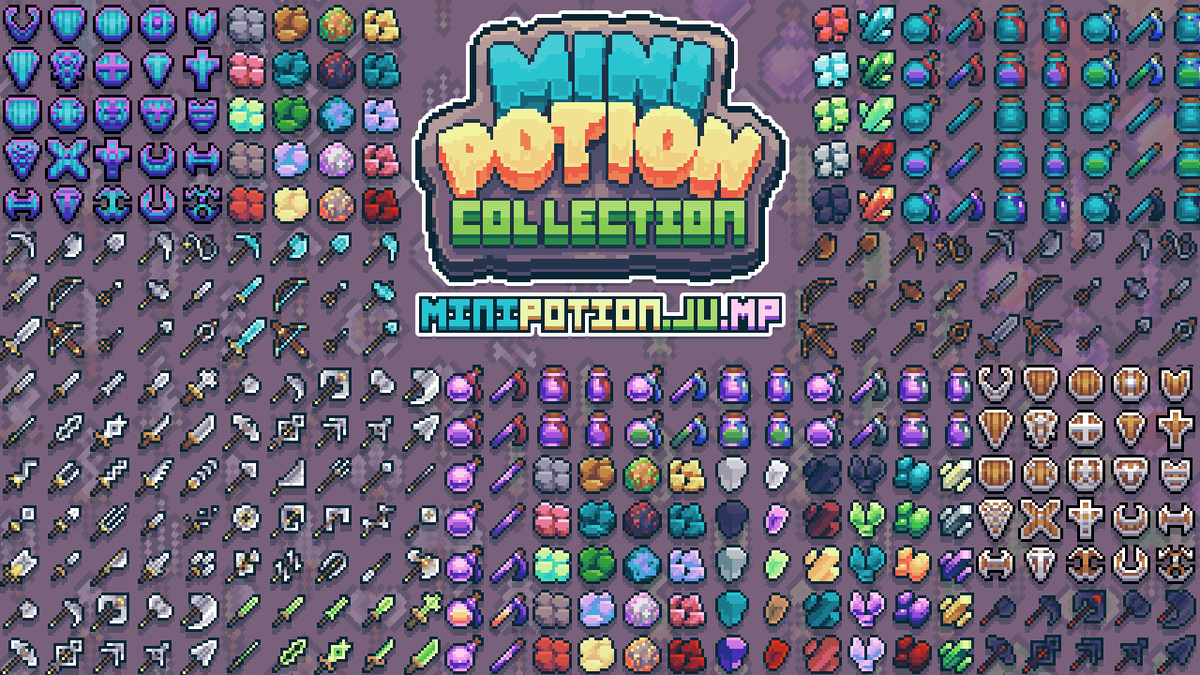 iamPixelle's tweet photo. Everyone, thank you soo much for all the purchases last sale, I am forever grateful ♥️

I am once again putting the Minipotion Bundle on 50% sale for the lovely customers who missed it~!

Check it out at: https://t.co/vLSDWrjooJ

or at: https://t.co/X6n6jPftz7 https://t.co/2tY6e4yrbr