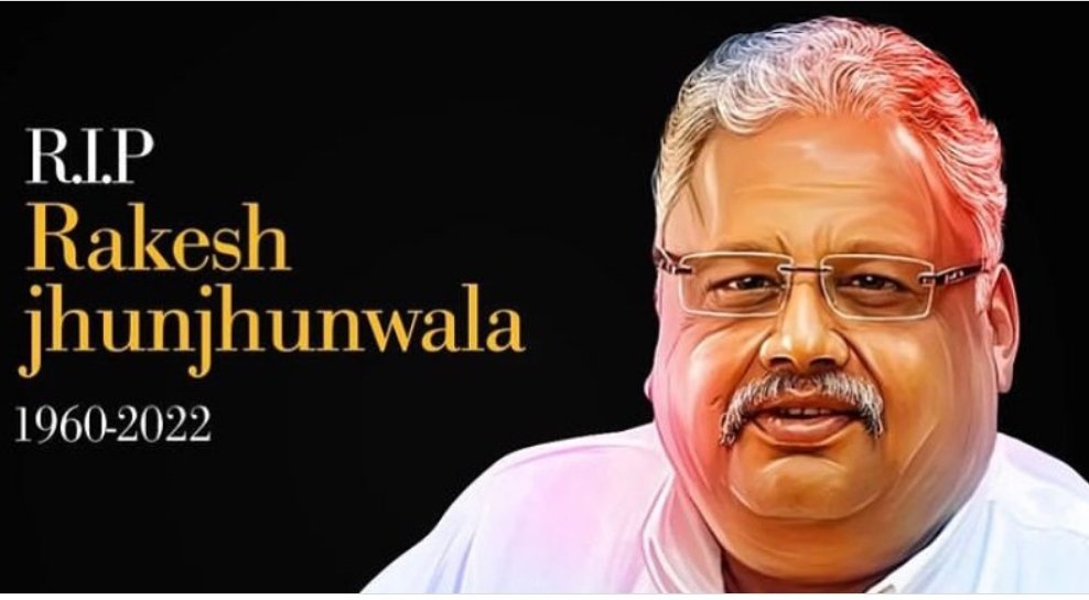 Abhijeetsule30's tweet photo. Billionaire investment Rakesh Jhunjhunwala, often referred to as India's Own Warren Buffet ; passed away at the age of 62 ...
@rtheindiandream 
#IndianMatchmaking 
#indiabigbull 
#Legend 
#Rakeshjhunjhunwala 
@manojsthakur 
@UshaThakurMLA 
@MarketWatch https://t.co/22nO340EZG