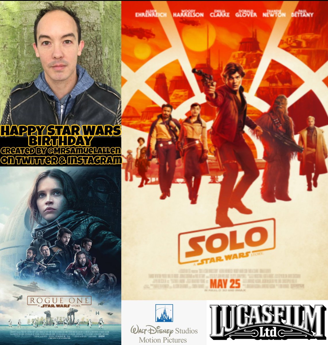 MrSamuelAllen's tweet photo. Happy 41st Birthday to #LouisSamms, he worked as a stunt performer on movies #RogueOneAStarWarsStory & #SoloAStarWarsStory. May he have a good one. #MakeSolo2Happen https://t.co/KLNbFM0iZG