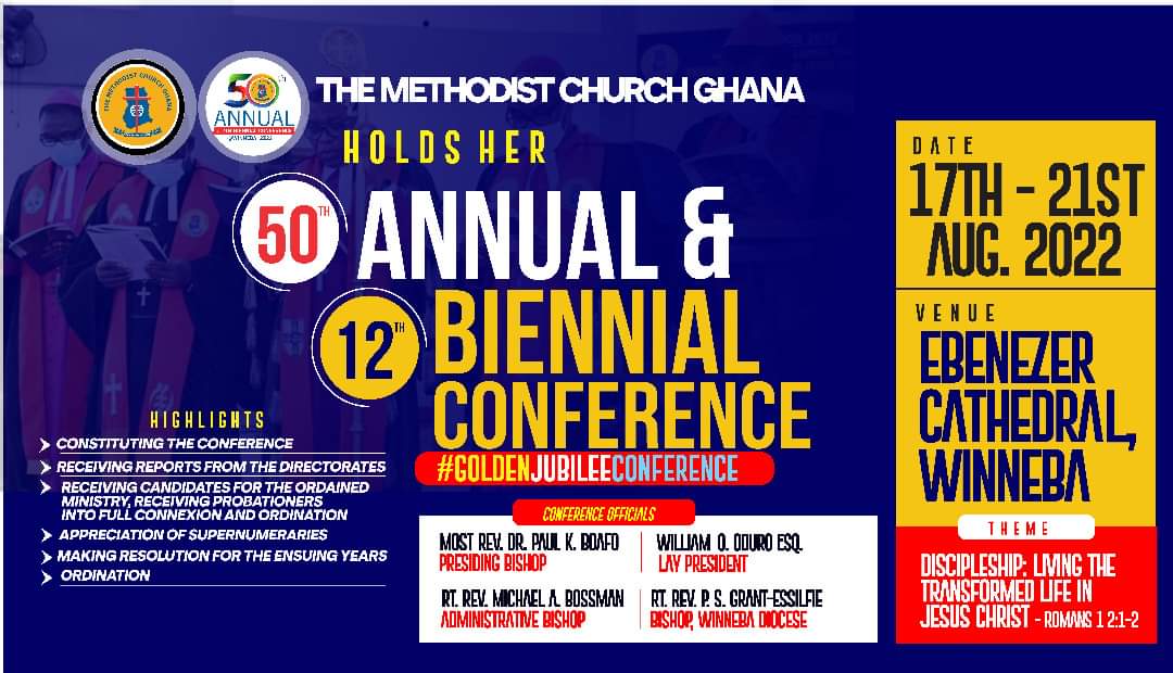 MethodistChGh's tweet photo. THE METHODIST CONFERENCE 2022
Host Diocese: Winneba
#GoldenJubilee
#MethodistConference
#TheMethodistChurchGhana https://t.co/mU2hF4JPlr