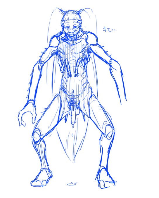 (なんかもうラフなのにこの時点で滅茶苦茶キモいな・・・) 