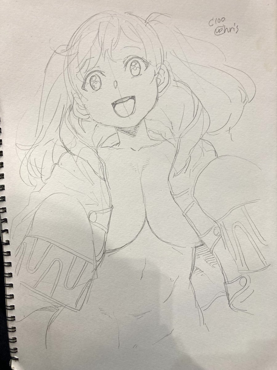 今日描いたスケブのうちの一部、ネコミミオリキャラと女ルフレ 